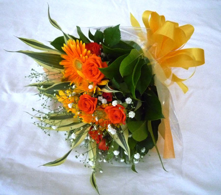 花新 バラとガーベラの花束 オレンジ 八王子 日野 配送料無料